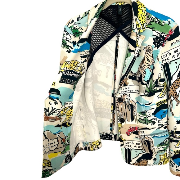 Marc Cain Cartoon Print Blazer Sz 8 Deep Sea - Picture 5 of 16